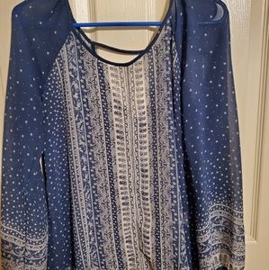 Blue and white blouse